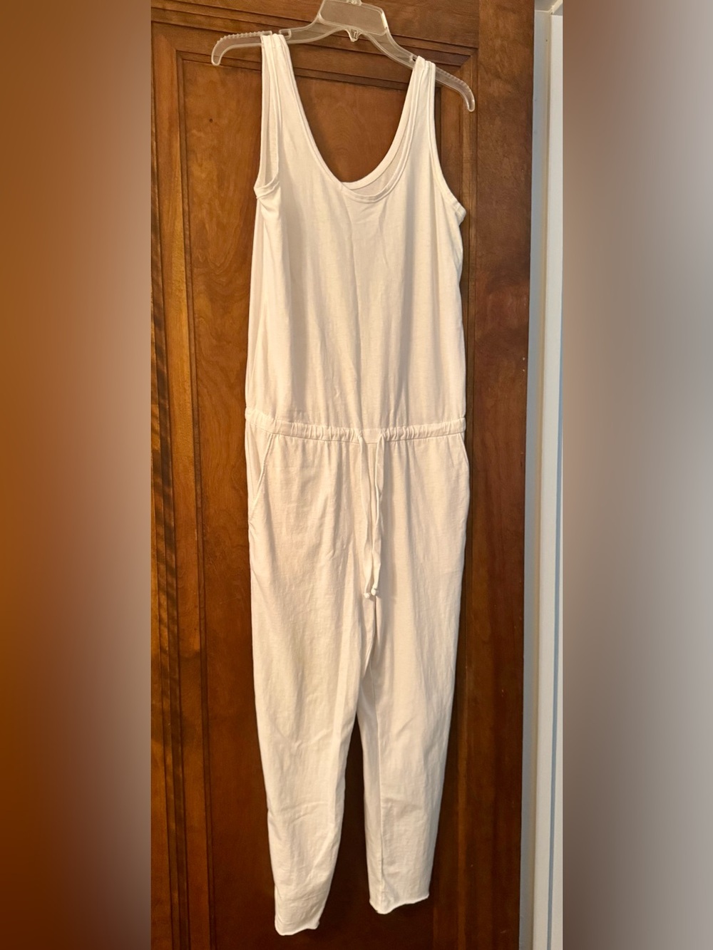 Frank & Eileen Sleeveless White Cotton Jumpsuit